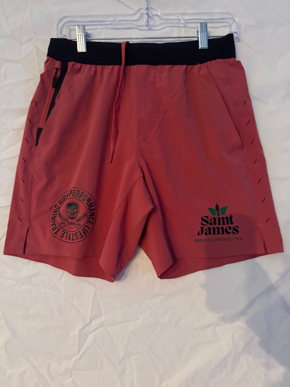 Ten Thousand Saint James Tampa  Coral Athletic Shorts with Black Waistband